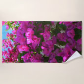 ピンクブーゲンビリア花ビーチタオル ビーチタオル (正面)