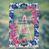 ピンクブーゲンビレアブルータイルブライダルシャワーへようこそ アクリルサイン (ニュートラル)