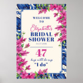 ピンクブーゲンビレアブルータイルブライダルシャワーへようこそ ポスター (正面)