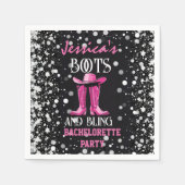 ピンクブーツときらきら光るバチェロレッテ スタンダードカクテルナプキン (正面)