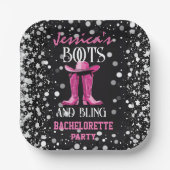 ピンクブーツときらきら光るバチェロレッテ ペーパープレート (正面)