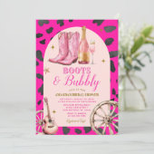 ピンクブーツアンドバブルウェスタンブライダルシャワー 招待状 (スタンド正面)
