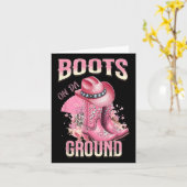 ピンクブーツオンダグランドウェスタン女性のカーボーイハットとボー カード (黄色い花)