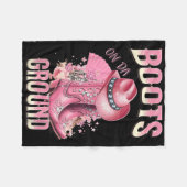 ピンクブーツオンダグランドウェスタン女性のカーボーイハットとボー フリースブランケット (正面(横))