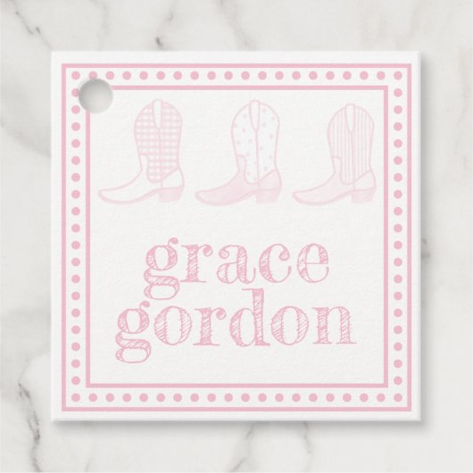 ピンクブーツギフトメッセージカード フェイバータグ (正面)