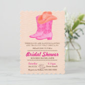 ピンクブーツ女性のカーボーイカントリーブライダルシャワー招待 招待状 (スタンド正面)