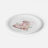 ピンクブーツ&バブルシャンパンガラスブライダルシャワー ペーパープレート (アングル)