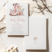 ピンクブーツ&バブルシャンパンガラスブライダルシャワー