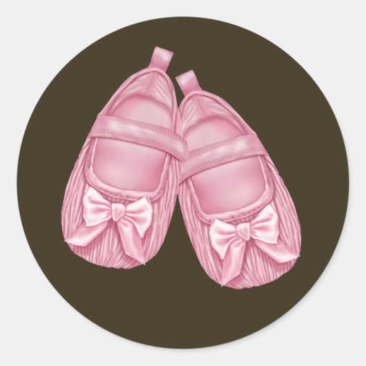 ピンクブーティベビーシャワー ラウンドシール (正面)