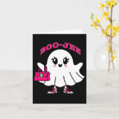 ピンクブー幽霊おもしろいハロウィーン カード (黄色い花)