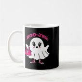 ピンクブー幽霊おもしろいハロウィーン コーヒーマグカップ (左)