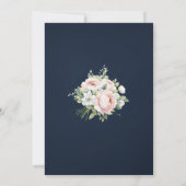 ピンクプオーニーズネイビー背景結婚式招待状 (裏面)