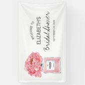 ピンクプオーニーズパフュームフローラブライダルシャワーウェルカム 横断幕 (縦)