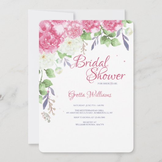 ピンクプオーニー招待状 招待状 (正面)