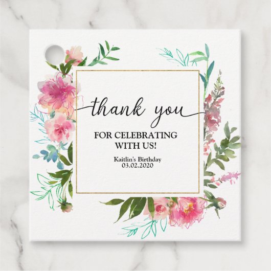 ピンクプオーニー誕生日 フェイバータグ (正面)