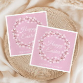 ピンクプッシーエレガントウィローハッピーイースター スタンダードカクテルナプキン