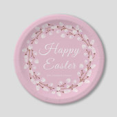 ピンクプッシーエレガントウィローハッピーイースター ペーパープレート