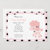 ピンクプフランスのードルオーラ5x7誕生日 招待状 (正面/裏面)