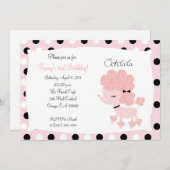 ピンクプフランスのードルオーラ5x7誕生日 招待状 (正面/裏面)