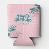 ピンクプモダンールパーティーパーム離れ誕生日 缶クーラー (裏面)