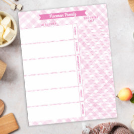 ピンクプライド家族の食事プランナーとショッピングリスト ノートパッド