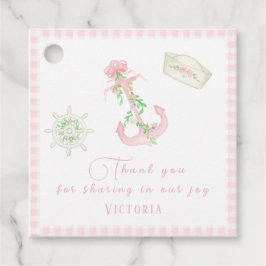 ピンクプライド航海のベビーガールベビーシャワー フェイバータグ