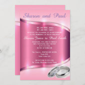 ピンクプラチナムウェディングバンド招待状 招待状 (正面/裏面)