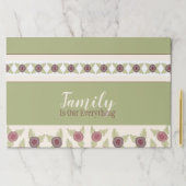 ピンクプラムとグリーンフローラ紙ランチョンマット ペーパーパッド (インサイチュ)