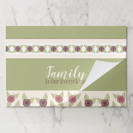 ピンクプラムとグリーンフローラ紙ランチョンマット ペーパーパッド