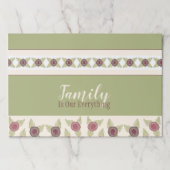 ピンクプラムとグリーンフローラ紙ランチョンマット ペーパーパッド (正面)