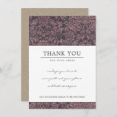 ピンクプラムダマスク柄企業のビジネスロゴ サンキューカード (正面/裏面)