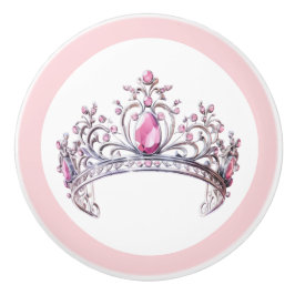 ピンクプリンセスのティアラ 陶器の取っ手 女の子らしい セラミックノブ