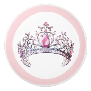ピンクプリンセスのティアラ 陶器の取っ手 女の子らしい セラミックノブ