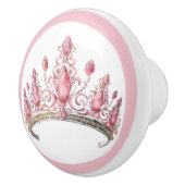 ピンクプリンセスのティアラ 陶器の取っ手 女の子らしい セラミックノブ (右)