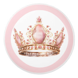 ピンクプリンセスのティアラ 陶器の取っ手 女の子らしい セラミックノブ