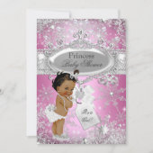 ピンクプリンセスウィンターワンダーランドベビーシャワーエスニック 招待状 (正面)