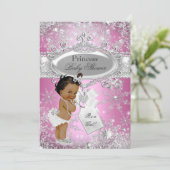 ピンクプリンセスウィンターワンダーランドベビーシャワーエスニック 招待状 (スタンド正面)