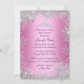 ピンクプリンセスウィンターワンダーランドベビーシャワーブロンド 招待状 (裏面)