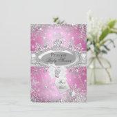 ピンクプリンセスウィンターワンダーランドベビーシャワー招待状 招待状 (スタンド正面)