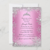 ピンクプリンセスウィンターワンダーランドベビーシャワー招待状 招待状 (裏面)