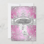 ピンクプリンセスウィンターワンダーランドベビーシャワー招待状 招待状 (正面)