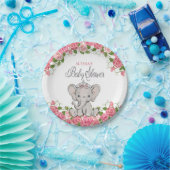 ピンクプリンセスエレファントティアラガールベビーシャワー ペーパープレート (パーティー)