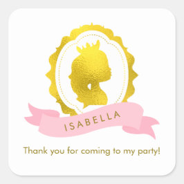 ピンクプリンセスカメオ誕生日 スクエアシール