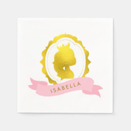 ピンクプリンセスカメオ誕生日 スタンダードカクテルナプキン