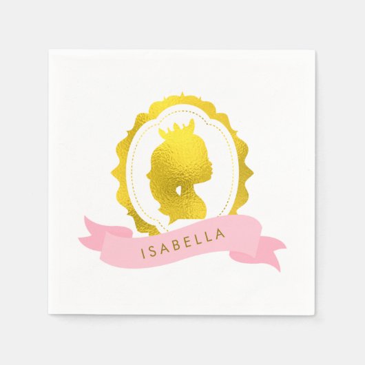 ピンクプリンセスカメオ誕生日 スタンダードカクテルナプキン (正面)