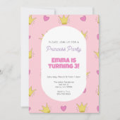 ピンクプリンセスガールズバースデーパーティー招待状 招待状 (正面)