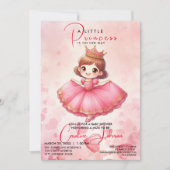 ピンクプリンセスガール誕生日パーティー招待状 招待状 (正面)