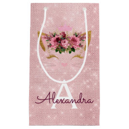 ピンクプリンセスキットンバラ金ゴールド赤面ピンクグリッター スモールペーパーバッグ