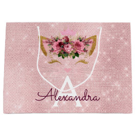 ピンクプリンセスキットンバラ金ゴールド赤面ピンクグリッター ラージペーパーバッグ