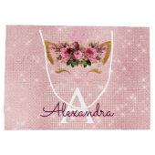 ピンクプリンセスキットンバラ金ゴールド赤面ピンクグリッター ラージペーパーバッグ (裏面)